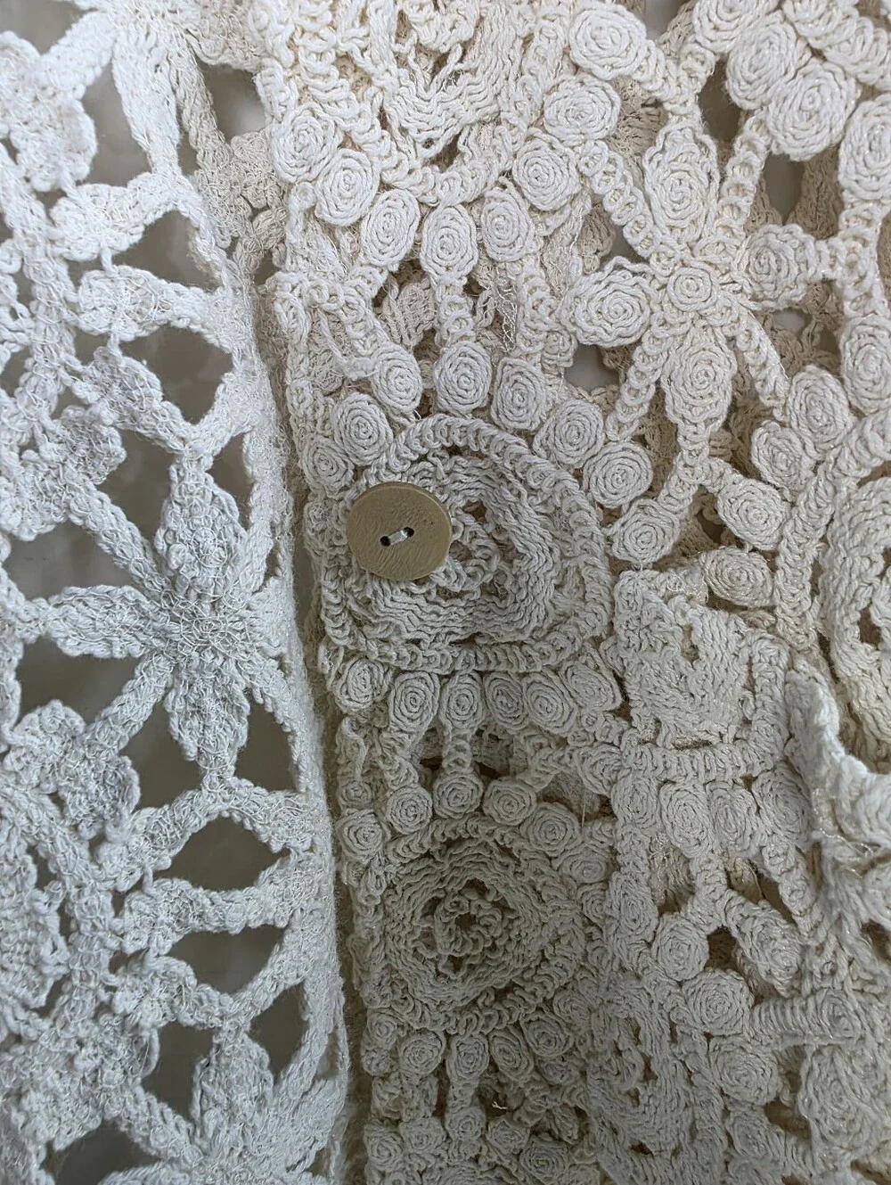 Zara Cream Crochet Knit Cardigan Openwork Blazer Girls 11/12